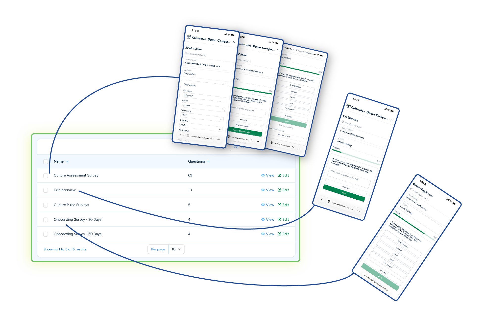 Multiple Surveys interface preview